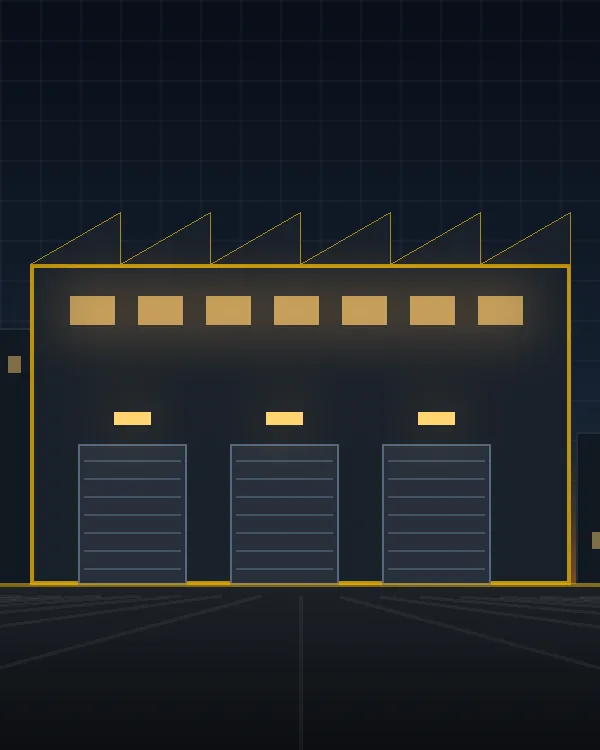 Illustration of a warehouse with loading docks